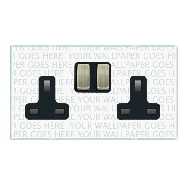Perception CFX Clear 2 gang 13A Double Pole Switched Socket Antique Brass/Black
