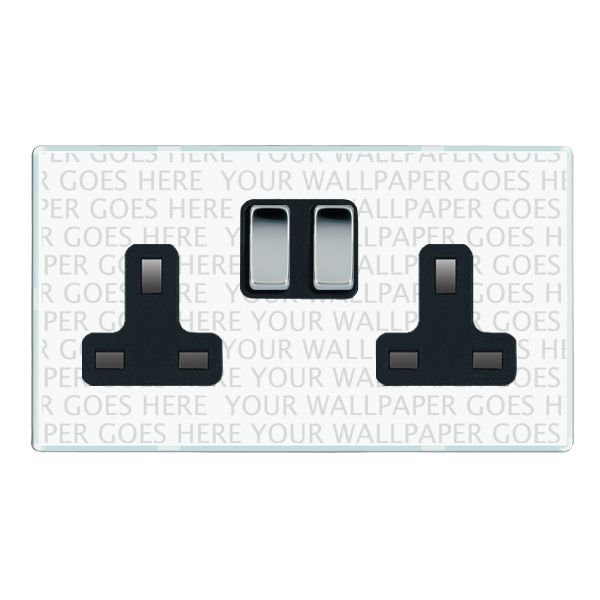 Perception CFX Clear 2 gang 13A Double Pole Switched Socket Bright Chrome/Black