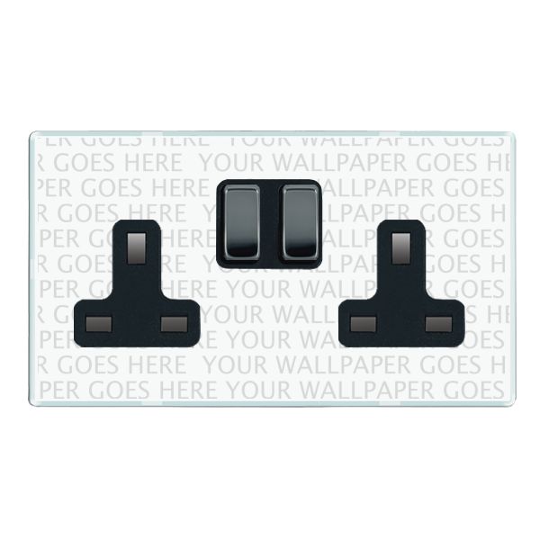 Perception CFX Clear 2 gang 13A Double Pole Switched Socket Black Nickel/Black