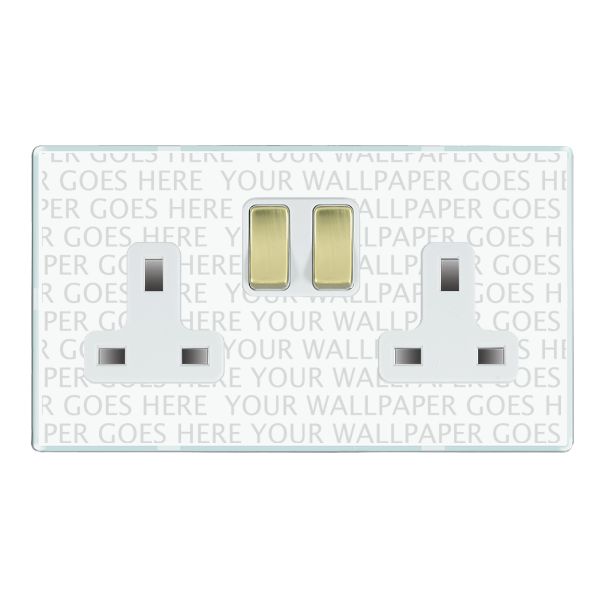Perception CFX Clear 2 gang 13A Double Pole Switched Socket Polished Brass/White