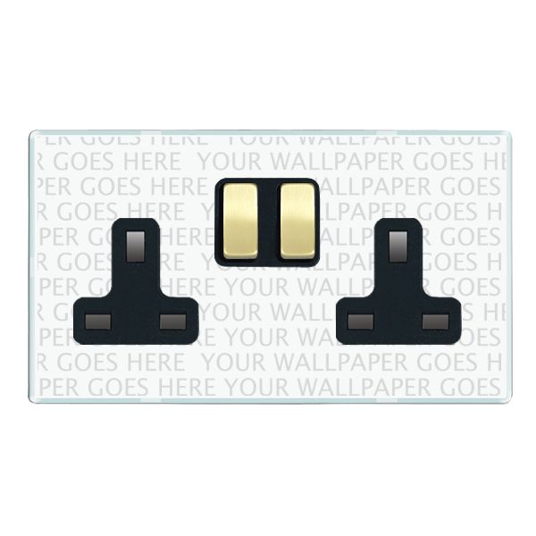 Perception CFX Clear 2 gang 13A Double Pole Switched Socket Satin Brass/Black
