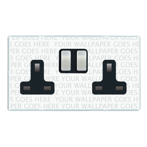Perception CFX Clear 2 gang 13A Double Pole Switched Socket Satin Chrome/Black