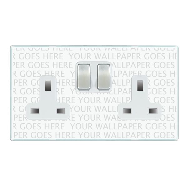 Perception CFX Clear 2 gang 13A Double Pole Switched Socket Satin Chrome/White