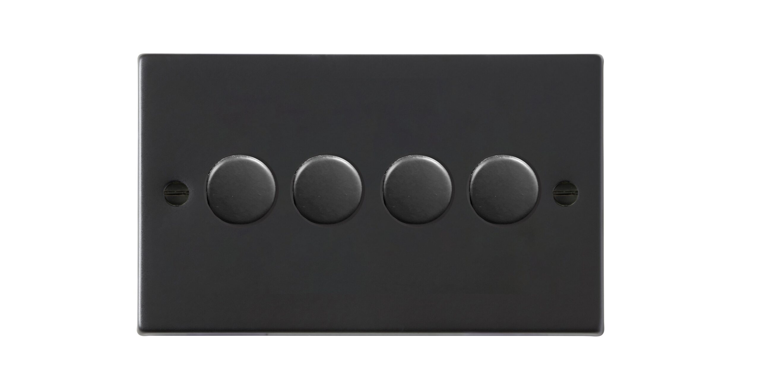 Hartland Matt Black 4 gang 100W LED 2 Way Push On/Off Rotary Dimmer Matt Black