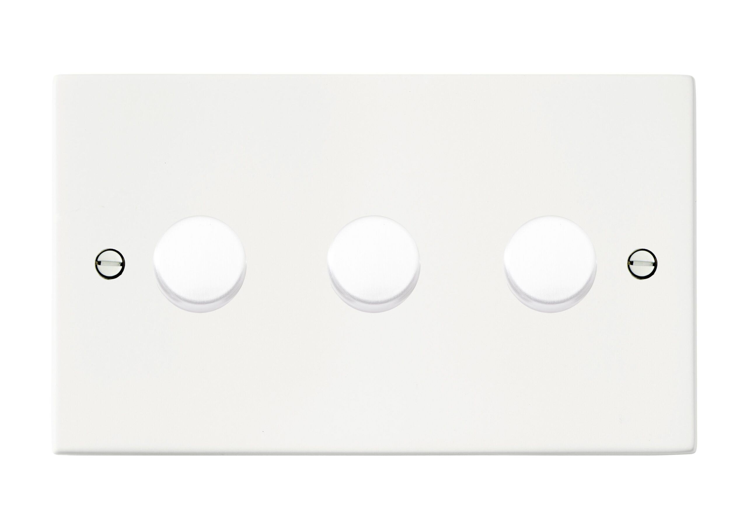 Hartland Matt White 3 gang 100W LED 2 Way Push On/Off Rotary Dimmer Matt White