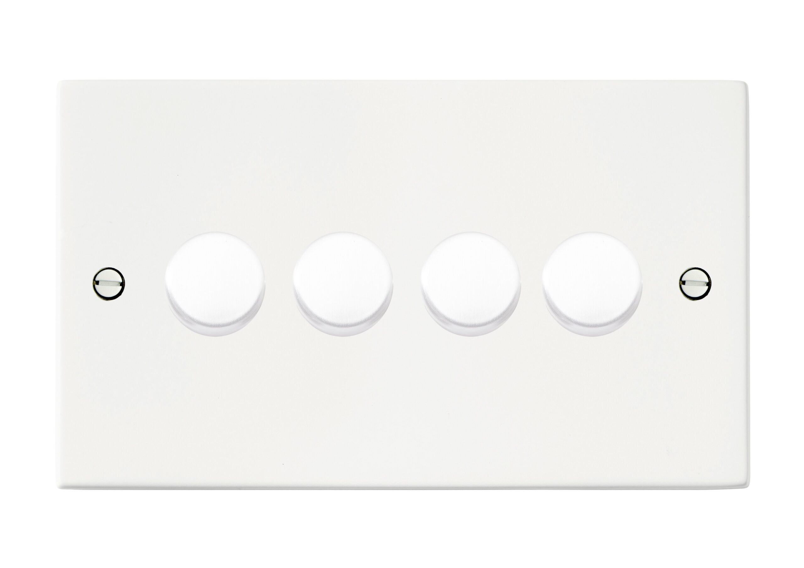 Hartland Matt White 4 gang 100W LED 2 Way Push On/Off Rotary Dimmer Matt White