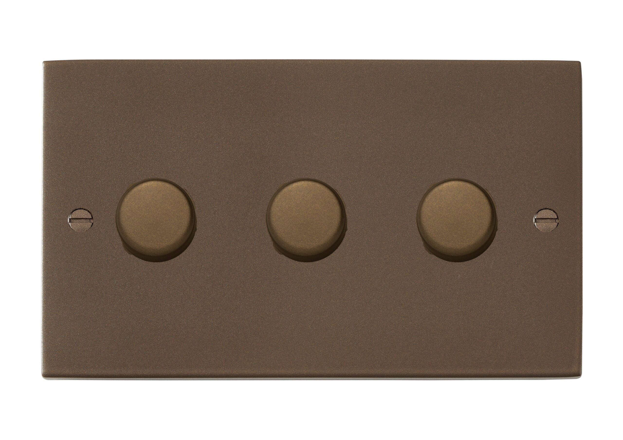 Sheer Richmond Bronze 3 gang 250W LED 2 Way Push On/Off Rotary Dimmer Richmond Bronze Minimum Load = 5W(LED) Maximum Load = 250W(LED) Trailing Edge / 150W(LED) Leading Edge