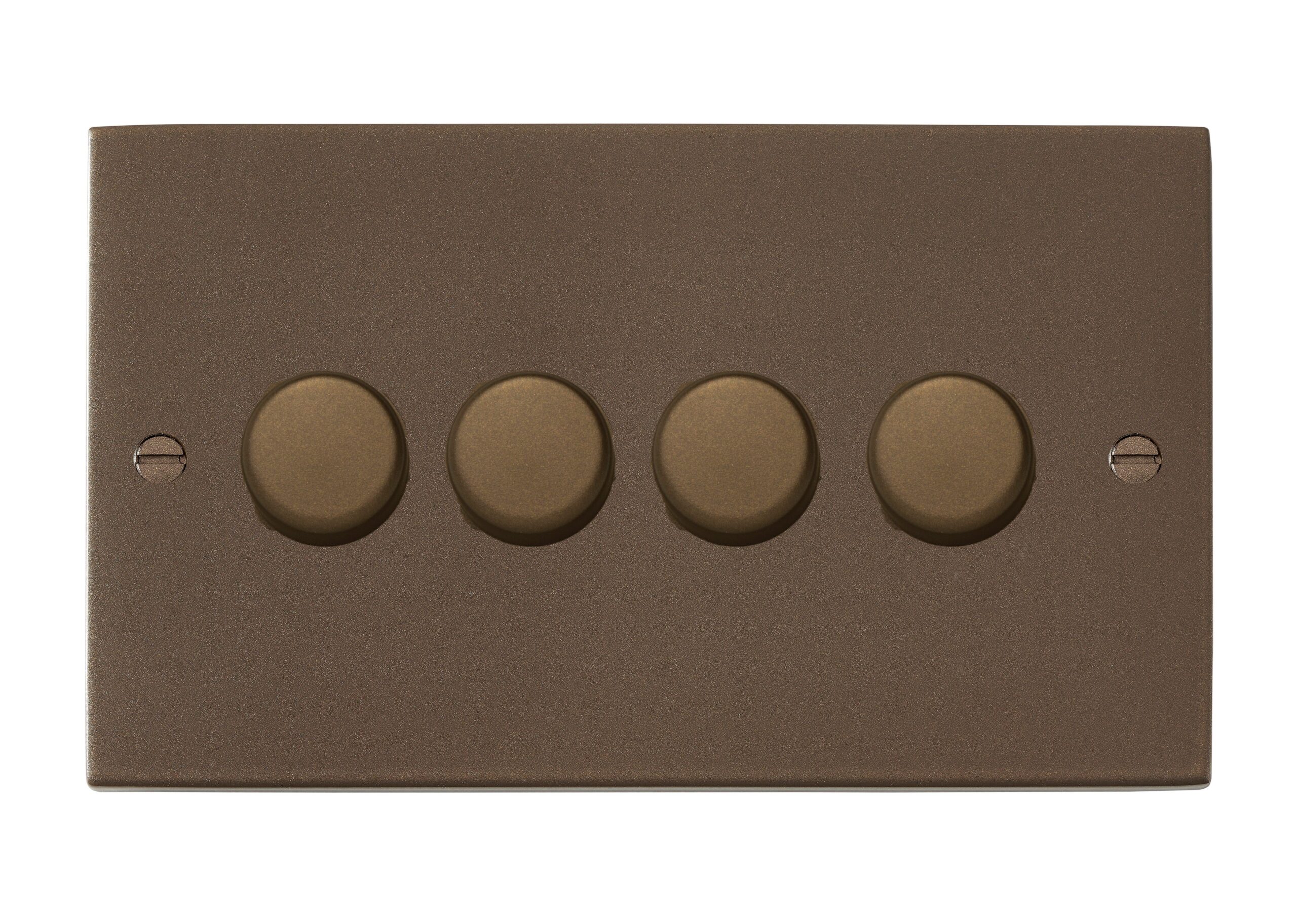 Sheer Richmond Bronze 4 gang 250W LED 2 Way Push On/Off Rotary Dimmer Richmond Bronze Minimum Load = 5W(LED) Maximum Load = 250W(LED) Trailing Edge / 150W(LED) Leading Edge