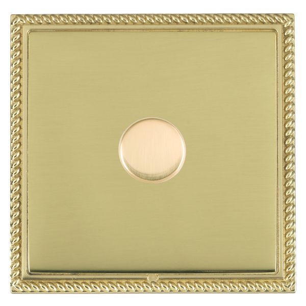 Linea-Georgian CFX Polished Brass Frame/Polished Brass Front 1 gang 250W LED 2 Way Push On/Off Rotary Dimmer Polished Brass