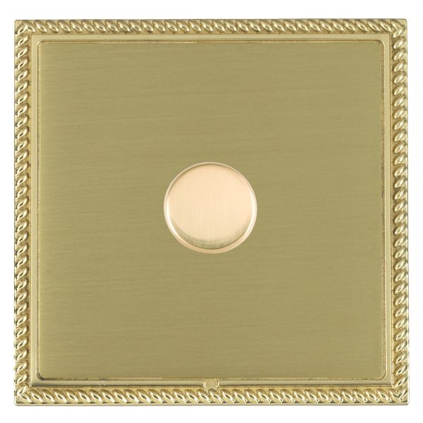 Linea-Georgian CFX Polished Brass Frame/Satin Brass Front 1 gang 250W LED 2 Way Push On/Off Rotary Dimmer Polished Brass