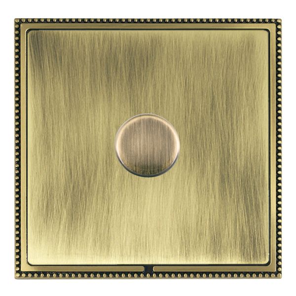 Linea-Perlina CFX Antique Brass Frame/Antique Brass Front 1 gang 250W LED 2 Way Push On/Off Rotary Dimmer Antique Brass